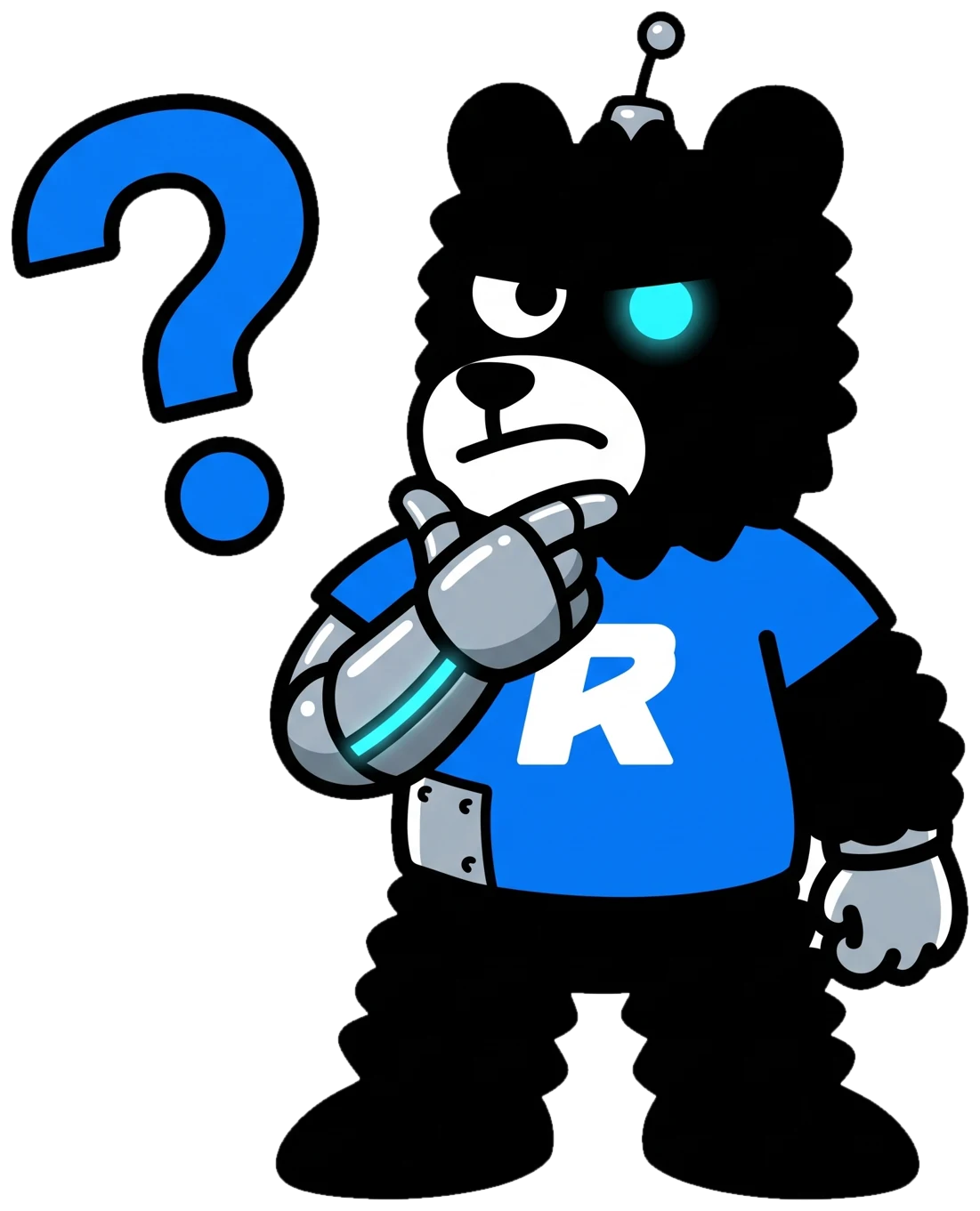 Mascota oso-robot respondiendo preguntas frecuentes