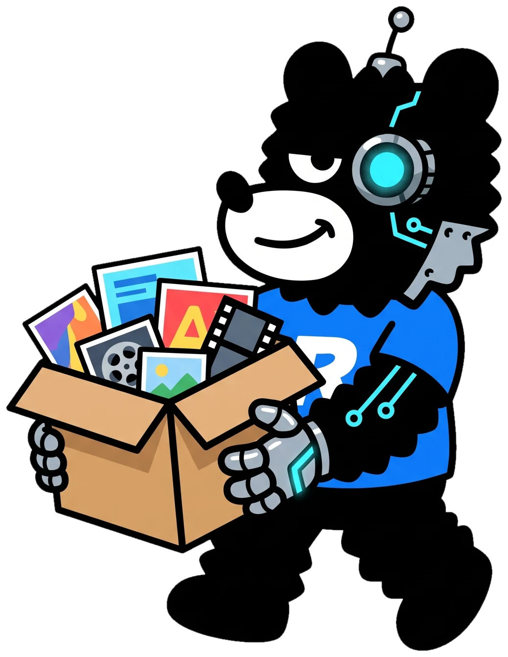 Mascota oso-robot con el pack de contenido
